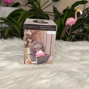 Light Up Raining Lotus Tabletop Fountain - Black and Pink